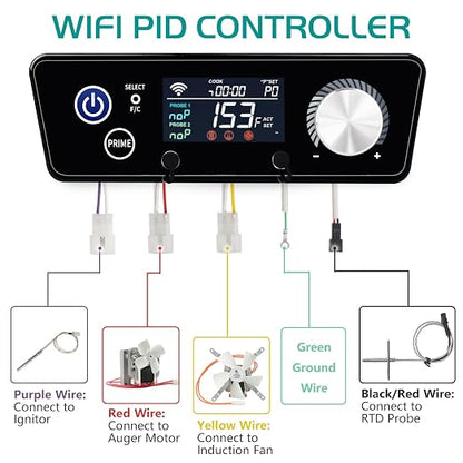 WiFi Controller for Pit Boss Vertical Series 3 4 5 7 Pellet Smoker Thermostat Control Panel Board with Temperature Probe Grill Replacement Parts 3.5mm-Plug BBQ Accessories