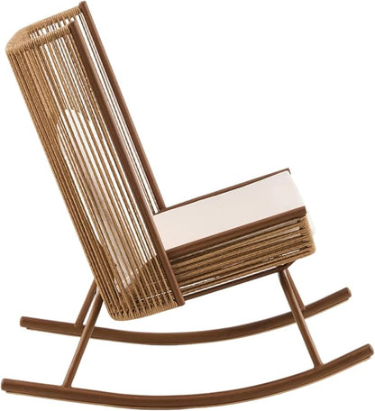 Christopher Knight Home Lumin Outdoor Rocking Chair, High Back PE Rattan Wicker Rocker with Metal Frame, Rocking Chair with Cushion, Comfort Rocker with Ergonomic Design for Patio or Lounge, Brown
