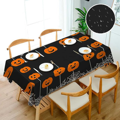 Swono Halloween Pumpkin 52"X70" Oblong Table Cloth Halloween Pumpkins Spider Web Cute Wrinkle Free Table Cover Farmhouse Tablecloth for Home Restaurant Picnic Indoor Outdoor Dining