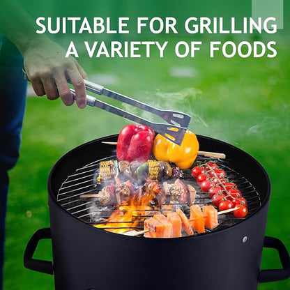 Vertical Steel Charcoal Smoker, Heavy Duty 3 Layer Round BBQ Grill, Outdoor Grill Cooker, Outdoor Camping Grill, Backyard Barbeque Grill for Outdoor Cooking, Black