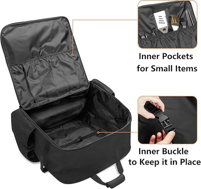 samdew 17 Inch Tabletop Griddle Carry Bag, Outdoor Grill Cover Compatible with Blackstone 17 Inch Tabletop Griddle with Hood, Portable Camping Grill Storage Case with Multi-Pockets, Bag Only