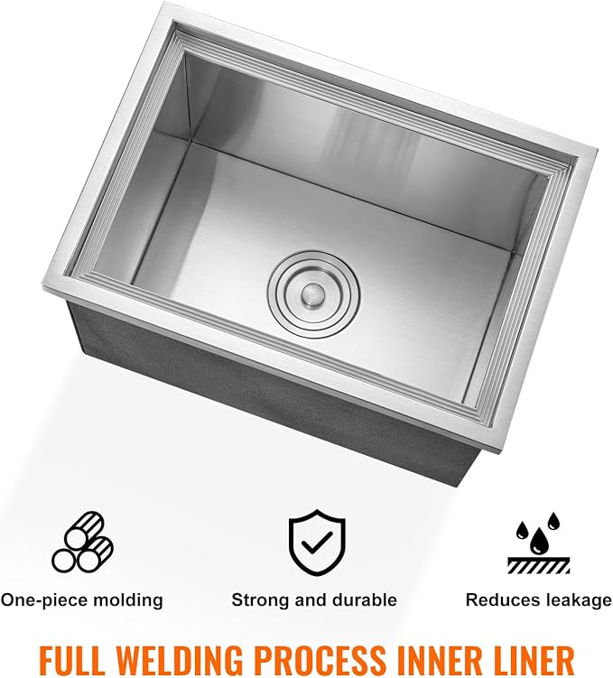 VEVOR Drop in Ice Chest, 20" L x 14" W x 12" H Stainless Steel Ice Cooler, Commercial Ice Bin with Cover, 40 qt Outdoor Kitchen Ice Bar, Drain-Pipe and Drain Plug Included, for Cold Wine Beer | Commercial Ice Bin with Cover, 40 qt Outdoor Kitchen Ice B...