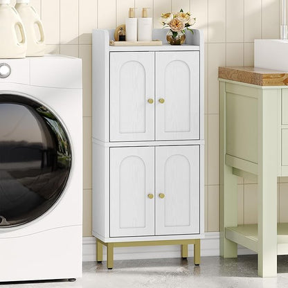 Hzuaneri Bathroom Cabinet, Small Storage Cabinet with 4 Doors | Bathroom Organizers and Storage Cabinets with Adjustable Feet. Cabinets Freestanding for Living Room, Kitchen, White