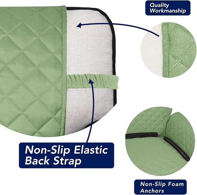 PureFit Reversible Quilted Sofa Cover Dog Couch Covers for Sofa, 66 in | Sage Green/Ivory, Water Resistant Couch Protector, Washable Pet Couch Cover with Non Slip and Elastic Straps For Kids