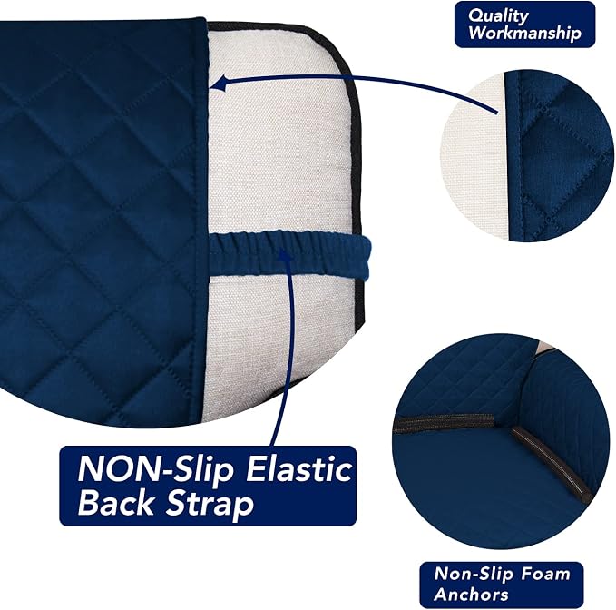 PureFit Reversible Quilted Sofa Cover Dog Couch Covers for Sofa, 66 in | Navy/Navy, Water Resistant Couch Protector, Washable Pet Couch Cover with Non Slip and Elastic Straps For Kids