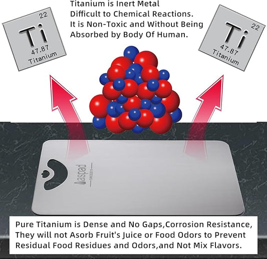 Pure Titanium Cutting Board Non-Toxic for Kitchen Washable Portable Lightweight Metal Chopping Board Dishwasher Safty Suit for Home Cooking and Outside Camping