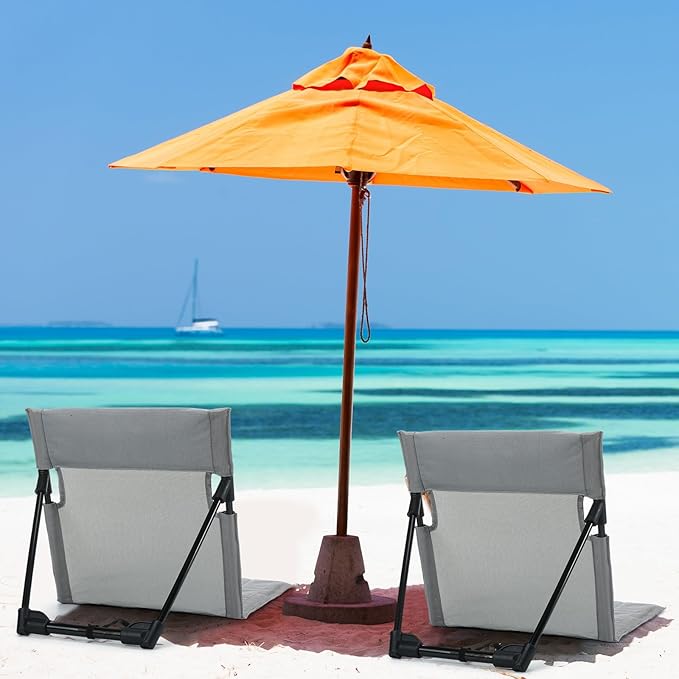 Karenhi 4 Pcs Foldable Poolside Beach Chairs for Edge of Pool Portable Beach Chairs Folding Pool Seats with Back Support Carry Bag for Adults Traveling Camping Picnic Lawn (Light Gray)