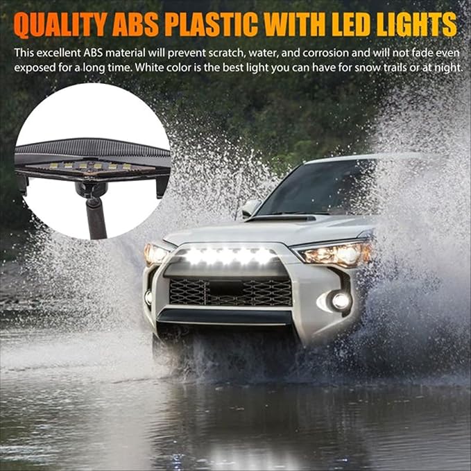4pcs LED Grill Lights for 2014-2021 Toyota 4Runner TRD Pro Grille, Including SR5, TRD off-road, Limited, TRO Pro Models Raptor Style LED Light (White light with black housing)
