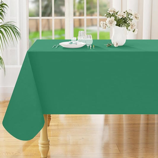 Smiry Rectangle Table Cloth 60x84 Inch, Waterproof Wipeable Vinyl Tablecloths Protector, Oil Spill Proof Plastic Table Cover for Dining, Picnic, Camping, Outdoor, Emerald Green