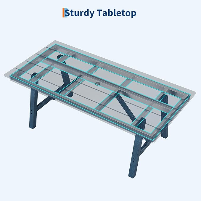GarveeLife 5-Piece Outdoor Dining Set for Patio 4 People, HDPE All Weather Furniture Table Set with Large Table Umbrella Hole, Modern Outdoor Dining Chairs Armrest for Backyard Garden Deck（Navy Blue）