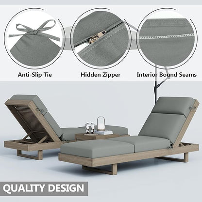 2 Pcs Chaise Lounge Cushions Outdoor, 72 x 21 x 4 Inch Lounge Chair Cushions for Outdoor Furniture - Waterproof Lounge Patio Replacement Cushion, 4In Fade-Resistant ThickPatio Chaise Lounge Cushion