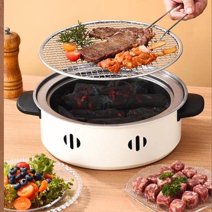 GLOGLOW Charcoal Grill Portable BBQ Grill Stove with 2 Handles for Indoor Outdoor Camping Picnic Backyard