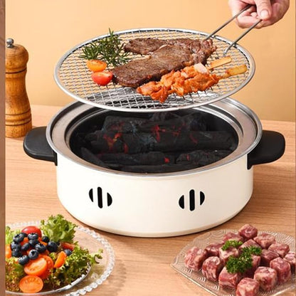 GLOGLOW Charcoal Grill Portable BBQ Grill Stove with 2 Handles for Indoor Outdoor Camping Picnic Backyard
