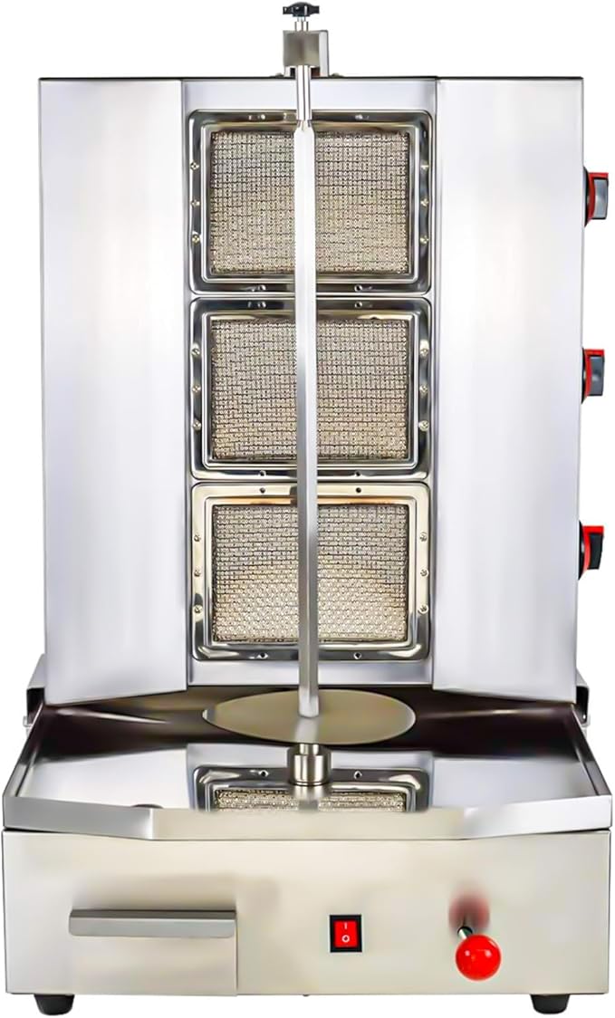 Shawarma Propane gyro machines Gas Vertical Barbecue Grill Doner Kebab Gyro Grill Rotating Kebab Machine with 3 Burners