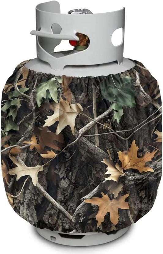 Propane Tank Covers 20lb Protective Propane Tank Blanket for Grill, Travel Trailer RV, and Outdoor Use Windproof Weatherproof Gas Cover Camo Branches