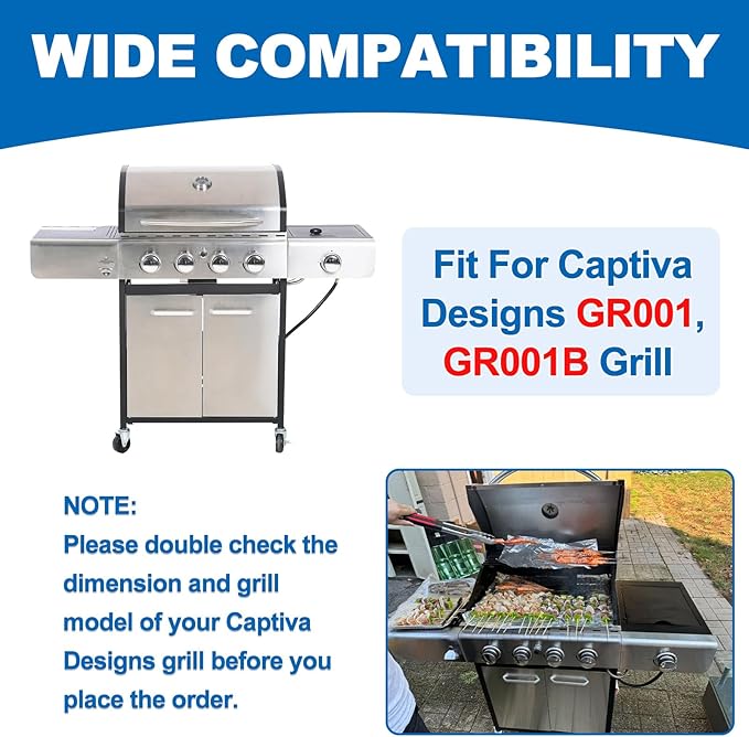 SafBbcue Grill Replacement Parts Kit for Tray for Captiva Designs 4-Burner Propane Gas BBQ Grill, Porcelain Steel Heat Plates and Grill Burners for Captiva Designs GR001 GR001B Grill Replacement Parts
