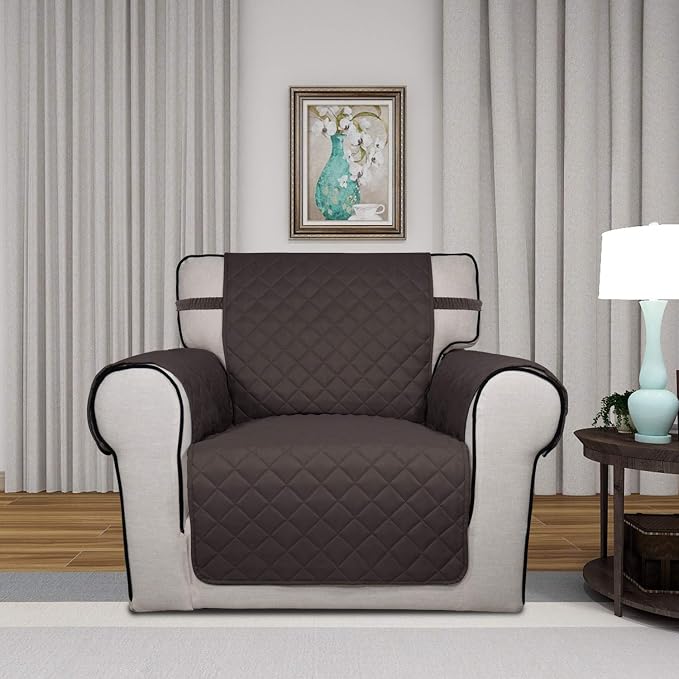 PureFit Reversible Chair Sofa Cover Dog Couch Covers for Sofa, 25.5 in | Chocolate/Chocolate, Water Resistant Couch Protector, Washable Pet Couch Cover with Non Slip and Elastic Straps For Kids