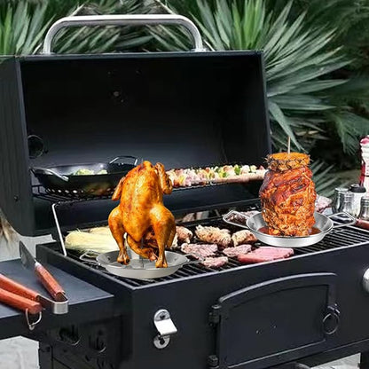 Al Pastor Skewer with Drip Pan, 10 Inch Vertical Meat Spit Rack, Stainless Steel Shawarma Grill Kit with 3 Removable Spikes, Compatible with Grill, Oven, Smoker and Outdoor BBQ