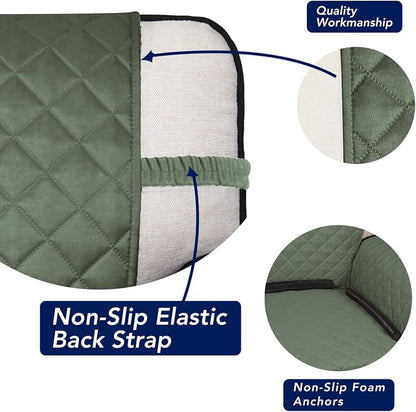PureFit Reversible Quilted Couch Covers for Dogs Loveseat Sofa Cover 54" | Greyish Green/Beige, Water Resistant Couch Protector, Washable Pet Couch Cover with Non Slip and Elastic Straps For Kids