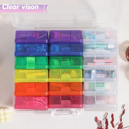 Plastic Storage Box Arts Storage Boxes(12 Color+6 Clear-Small) | Multifunctional Design,Stackable,Clear,Versatile Organization,Space-Saving,Durable,Dust Protection
