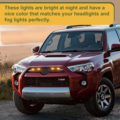 Led Grill Grille Light for 2021 2022 2023 2024 Toyota 4Runner Sr5 Limited TRD-pro Sport Off-Road Front Raptor Lights for Toyota 4Runner Emblems (Amber Lights+Emblems)