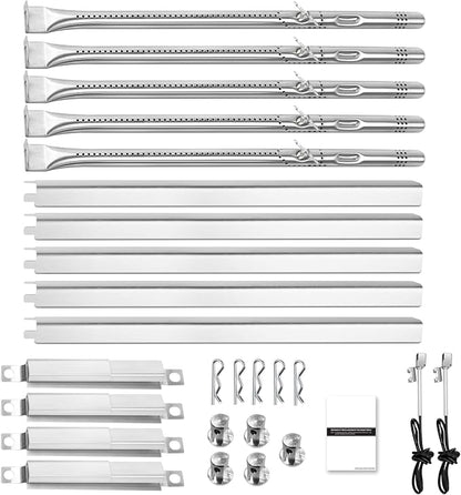 Grill Repair Kit for Char-Broil Performance 463448021 463365021; 4/5 Burner | Fits 463450022, 463451022, 463352521, 463366022; 15.5" heat plates, 15.3" burners, igniters; G325-0002-W1, G327-2100-W1