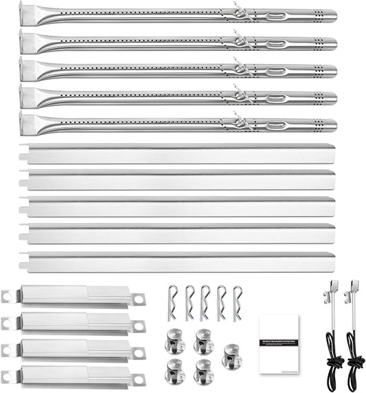 Grill Repair Kit for Char-Broil Performance 463448021 463365021; 4/5 Burner | Fits 463450022, 463451022, 463352521, 463366022; 15.5" heat plates, 15.3" burners, igniters; G325-0002-W1, G327-2100-W1
