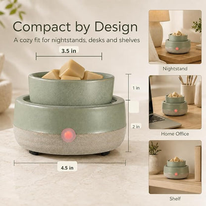 Wax Melt Warmer, Ceramic Electric Candle Wax Warmer 3-in-1 Oil Burner Fits Yankee Large Jar, Scented Candle Holder for Home Decor Thanksgiving Christmas Day Gifts (02-Light Green)