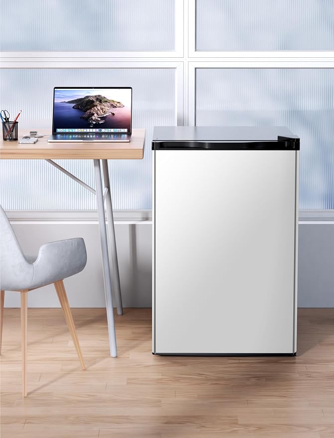 COWSAR 3.1 Cu.ft Mini Fridge, Compact Dorm Size Refrigerator with Reversible Single Door, Adjustable Thermostat, Energy Saving, Commercial Small Fridge for Bedroom Apartment Office, Silver