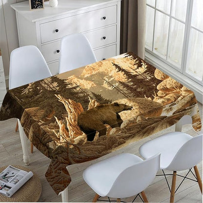 TKS MITLAN Grizzly Bear Tablecloth Decor Animal Bear Brook Canyon Mountain Table Cloth Dining Room Kitchen Table Cover 60" X 84" Oblong/Rectangle