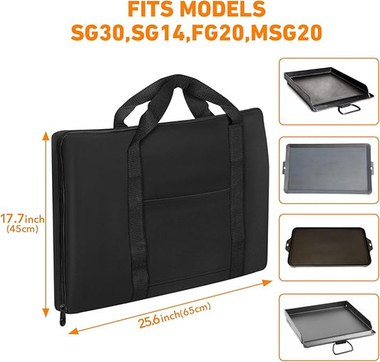 ZBXFCSH Heavy Duty 600D Polyester Medium Griddle Bag compatible with Camp Chef Single Burner Griddle Carry Bag - SG30, CGG16, SG14, FG20, MSG20 Cast Iron Griddle Bag Accessories -22''L×18‘’W ×1‘’H