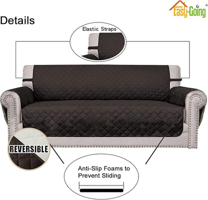 Easy-Going Reversible Couch Cover, Oversized Chair, Chocolate/Ivory | Machine Washable Slipcover For Dogs, Water Resistant Furniture Mat For Living Room, Non-Slip Sofa Cover, Pet Friendly