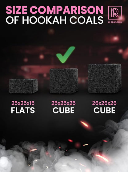 Ultra Density Hookah Charcoal Hookah Coals for Hookah Coconut – 84 pcs & 1.2 KG (2.6 lbs) – Premium Quality 25mm (1x1x1 in) – 100% Natural Coconut Coals for Hookah Cubes – NOT Quick Light