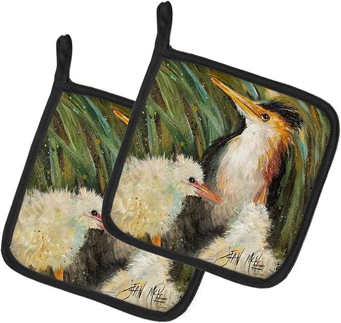 Caroline's Treasures JMK1225PTHD Happy Family Pair of Pot Holders Kitchen Heat Resistant Pot Holders Sets Oven Hot Pads for Cooking Baking BBQ, 7 1/2 x 7 1/2