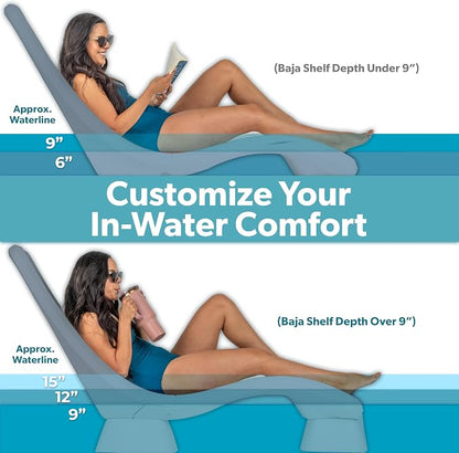 Coast Modern in Pool Lounge Chair - Waterproof & Weighted Chaise Lounger - Outdoor Pool Furniture for Patio or in Baja Shelf - Stone Blue