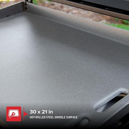 Nexgrill Daytona 3-Burner Propane Gas Griddle with Side Tables, 45000 BTUs Flat Top Grill, 630 SQ. in. Hot Rolled Steel Cooking Space, Outdoor Cooking Barbeque, Black - 720-1057B