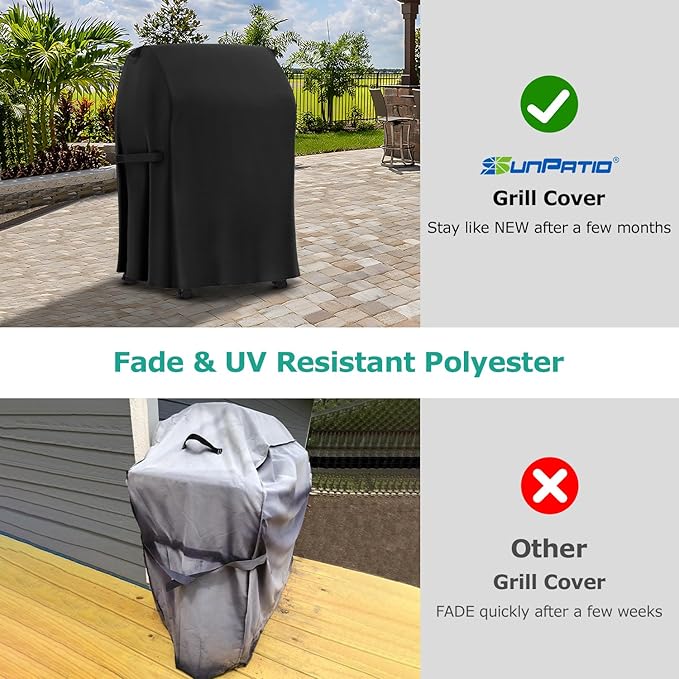 SunPatio 30 Inch Grill Cover for Weber Spirit 210 Series, Charbroil, Kenmore Grills, Waterproof 2 Burner Small BBQ Cover, Fade and UV Resistant, Compared to Weber 7105 (Not Fit for Spirit II E-210)