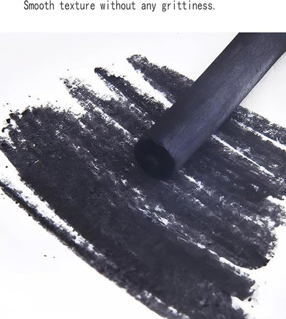 Professional Willow Charcoal Drawing Set, 25-Piece Artist Sketching Sticks, Black, 2-9mm Multiple Sizes (Willow Charcoal 2-4mm)