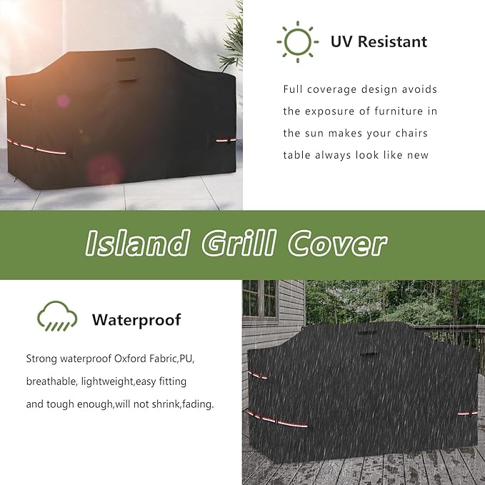 86 Inch Island Grill Cover - 600D Heavy Duty Waterproof All Weather Protection Outdoor Cover,Black