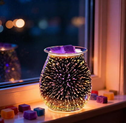 DICIMI Electric Wax Melt Warmer with 3D Firework Glass Design – Flameless Candle Diffuser Essential Oil Burner for Home Decor – Unique Birthday Gift for Women