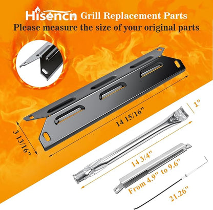 Hisencn Grill Replacement Parts for Kenmore 146.34611410, 146.46372610, 146.23673310, 146.34461410, 146.10016510, 146.16198211, 146.46366610, 146.16142210 Grill Burner, Heat Plate, Ignitor & Crossover