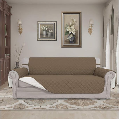 Easy-Going Reversible Couch Cover, 4 Seater Sofa, Camel/Ivory | XX-Large Sofa, Washable Slipcover For Dogs, Water Resistant Mat, Living Room, Non-Slip Sofa Cover, Pet Friendly