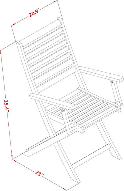 East West Furniture DEBS52CANA 5 Piece Outdoor Patio Dining Sets Includes a Rectangle Acacia Wood Table and 2 Folding Arm Chairs with 2 Side Chairs, 40x72 Inch, Natural Oil