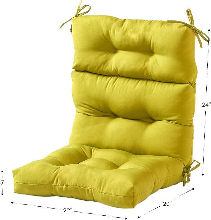 Greendale Home Fashions Outdoor 44 x 22-inch High Back Chair Cushion, Set of 2, Lime 2 Count
