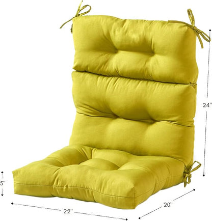 Greendale Home Fashions Outdoor 44 x 22-inch High Back Chair Cushion, Set of 2, Lime 2 Count