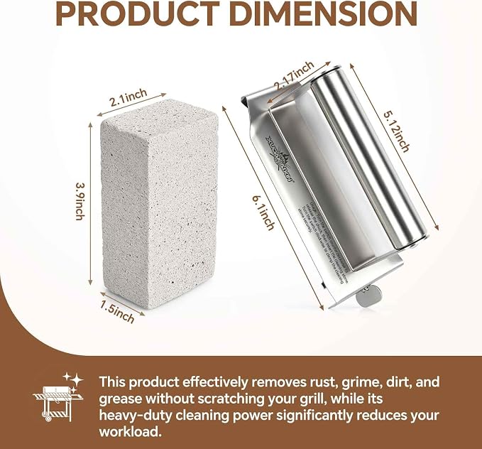 XUDAKAIXIN Grill Cleaning Bricks with Handle, Pumice Griddle Cleaning Stone Removing Stains for Grill,Plattop Griddle,Sink,Cookwares,Floor,Countertop(3-Pack with Handle)