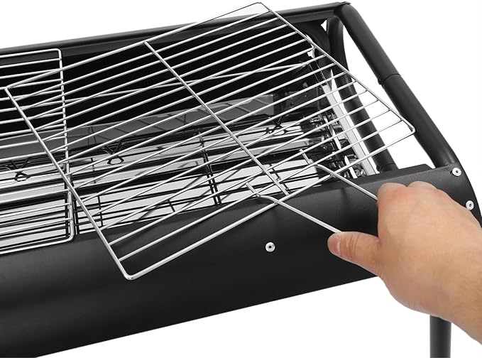 Portable BBQ Griddle with Pull-Out Charcoal Slot, Outdoor Stainless Steel Charcoal Grill, Detachable BBQ Grill Set with Storage Bag, for Family Camping Picnic, 3-8 Persons