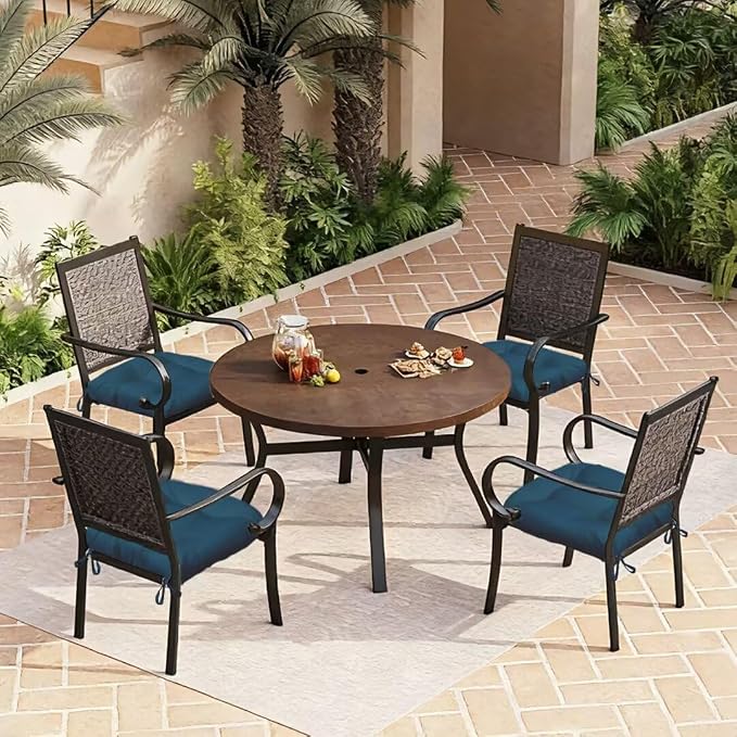 Outdoor Chair Cushions Set of 2, 19"x19" Tufted Outdoor Seat Cushions, Waterproof Patio Furniture Cushions,Navy Blue