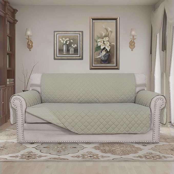 Easy-Going Reversible Couch Cover, 2 Cushion Sofa, Beige/Beige | Oversized Loveseat Slipcover For Dogs, Water Resistant Mat, Living Room, Non-Slip Sofa Cover, Pet Friendly