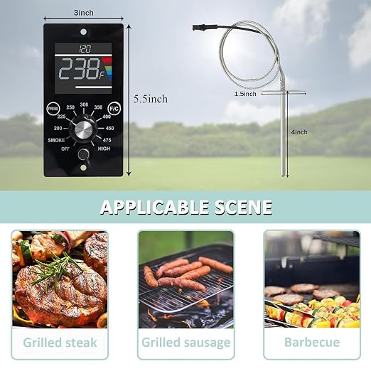 Upgrade Digital Control Board Kit Compatible with Pit Boss Pellet Grills | Mahogany 150PPS BBQ Replacement Panel, Temperature Controller, RTD Sensor Probe, Grill Repair Parts, Digital Display Upgrade